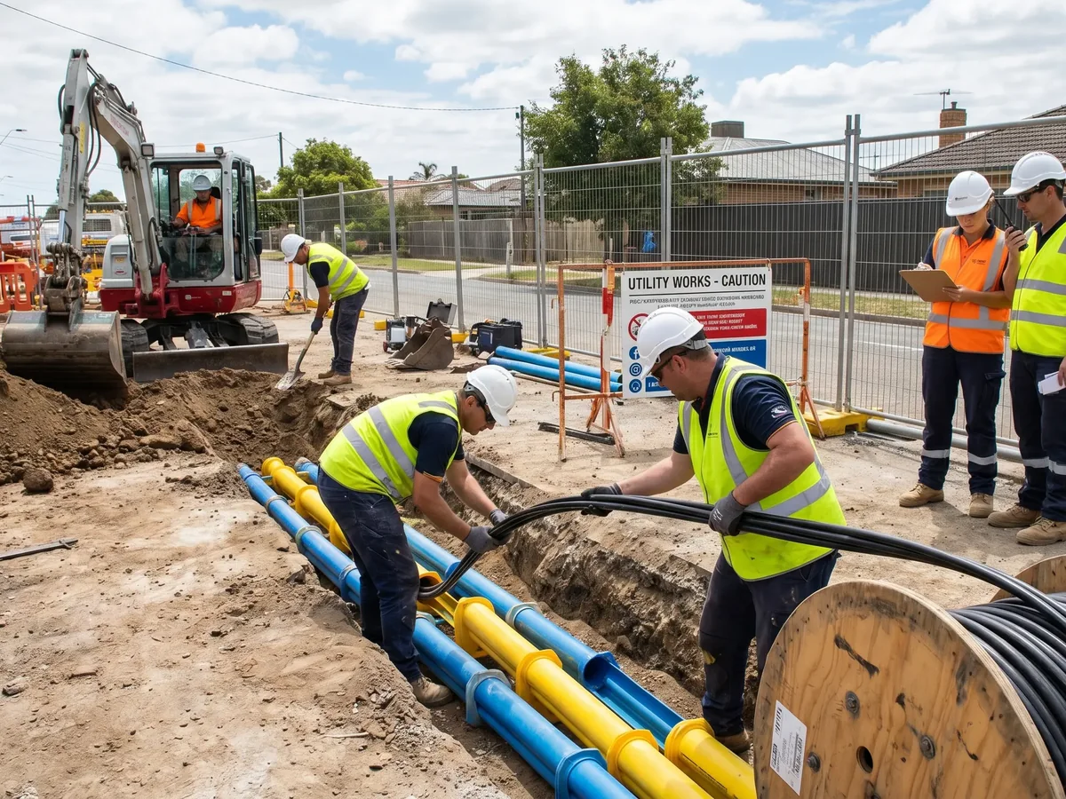 Utility civils work on site